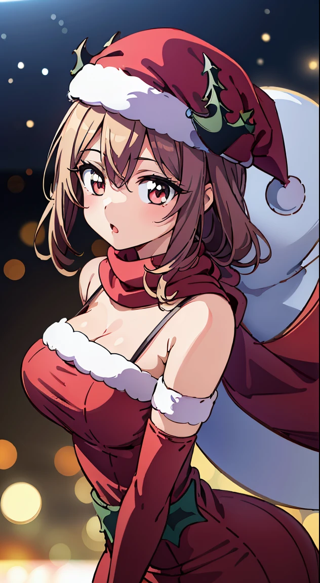 (((masutepiece, Rembrandt))), (Best Quality, photographrealistic, Hyper realistic, superfine illustration, 超A high resolution, Extremely detailed, Realistic background, Detailed background, Large_filesize:1.2),
BREAK,
1 beautiful girl, (Beauty:1.5),(Chibi:0.5),(kawaii:2.0),(Cool:2.0),(( girl),(Solo:1.65),BREAK, (huge-breasted:1.2,), Clear skin, Beautiful skin, Shy, 1 beautiful woman,Demons,Colossal tits(Hair Bow, Red hair, Long hair, flipped hair, hair messy,Wings of an angel on the back, Demon King's horn on the head:1.2), (Red Eyes, long eyelashes, Double eyelids: 1.2), Shiny skin,de pele branca,dial,(best quality face),(Top quality glowing eyes),(Doya face,brave face:1.45), BREAK,( santa costume, Red dress:1.65 ), Hat BREAK vertical striped knit, (Knitted scarves:1.4), Sweaters, Ribbed sweater, a miniskirt, Tight Dress, Black knee socks BREAK haha night, Starry sky, In the sky, Flying, Present Box, Snow, Yuki, SNOWFLAKE BREAK IS A GREAT HAND, Perfect hands
,depth of fields,
BREAK,wakame,wakame,wakame,(Cowboy Shot:1.4),
BREAK,(Blurry background:1.3),(absurderes, hight resolution, Super Detail Art),cel shading,Clear Color, Lonely optical effect, Beautiful pictures, Bright glow, mystic atmosphere,(Close-up of girl:1.1), Mystical light particle effect,manga influence, clean line drawings,