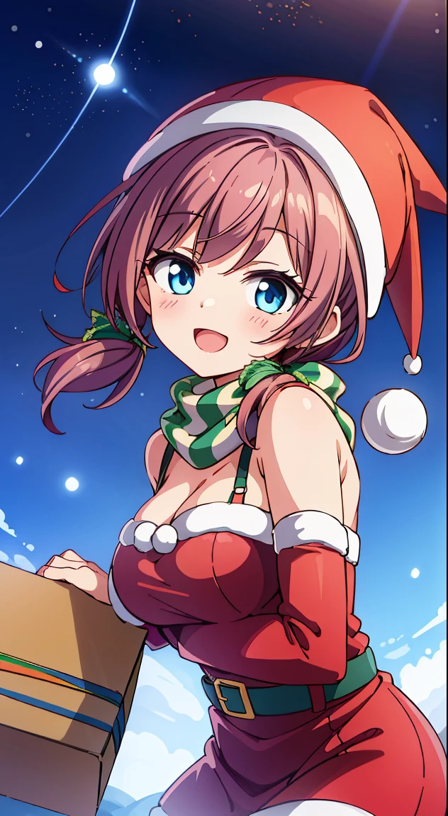 1girl, (solo), (NSFW), (anime style), ((ultra detailed background, delicate pattern, intricate detail)), (best quality), (masterpiece), (highres), top quality, (detailed textures, (beautiful detailed eyes), (sharp focus), (ultra-detailed), (8k), (night, night sky, dark sky, starry sky), (christmas tree:1.3), (snow, snowing), (christmas decoration:1.3), BREAK sitting, (from above:1.2), (cum on boobs:1.2), spread legs, nipples, perfect nipples, (flashing breasts:1.3), mikunakano, miku nakano, long hair, bangs, blue eyes, brown hair, shirt, hair between eyes, headphones, cardigan, headphones around neck, smile, (red elbow gloves:1.2), (red thighhighs:1.2), red santa hat, blush, sweat, (naked:1.2), BREAK beautiful detailed glow, blushing, brilliantly lit, very detailed, areola slip, beautiful body line, (Beautiful, large_breasts:1.3), (sagging breasts:1.2), sexy breasts, shiny skin, cute, (Delicate figure and beautiful body curves:1.2), (looking at viewer:1.2), high resolution, high detail, Correct limbs, Ultra High Resolution, 4K, Ultra Detail, photography, HDR, Background blur, (vibrant_color:1.2), (beautiful_face:1.5), (narrow_waist), wallpaper, (beautiful detailed eyes:1.6), (extremely detailed face:1.4), perfect lighting, (picture perfect)