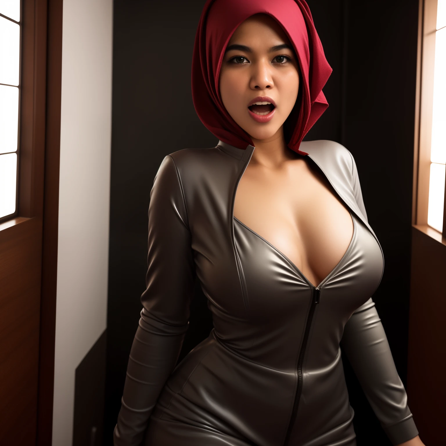 HIJAB MALAY GIRL,, IMF as a good Guy, TECHNOLGY, AI, futuristic, blockchain, International Monetary Fund, (MATRIX WORLD), ((look In front at the camera and open your mouth)).