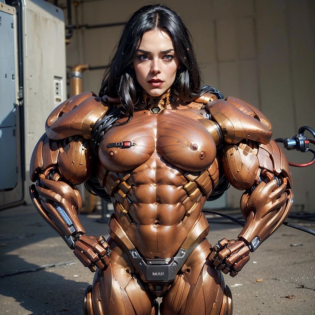 (beautiful female sex droid:1.5), (robotic mechanical physique:1.5), (1 super muscular cyborg demoness:1.5), (covered in cables and mechanical muscles:1.5), (android muscular anatomy:1.5), (perfect fingers:1.25),(8k, RAW photo, photorealistic:1.25), sci fi atmosphere, futuristic technopia, alien landscape,