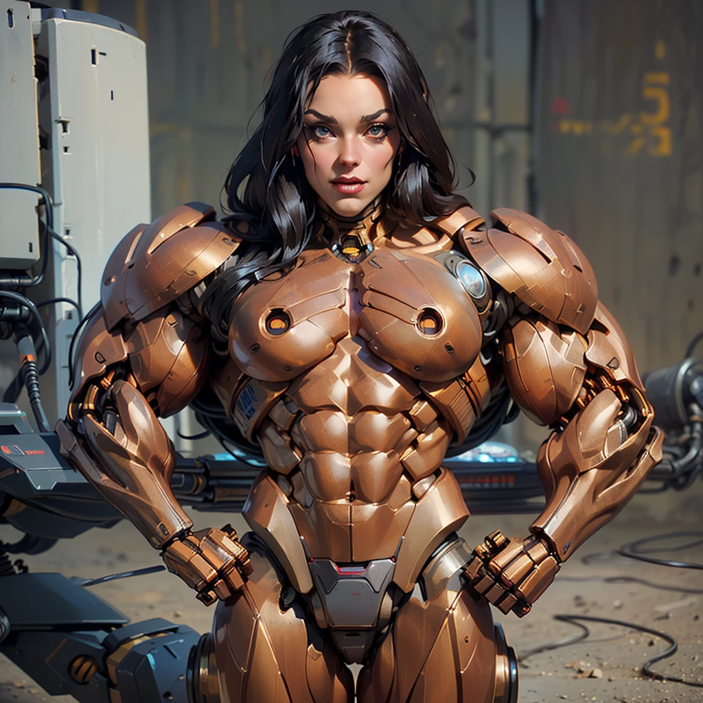 (beautiful female sex droid:1.5), (robotic mechanical physique:1.5), (1 super muscular cyborg demoness:1.5), (covered in cables and mechanical muscles:1.5), (android muscular anatomy:1.5), (perfect fingers:1.25),(8k, RAW photo, photorealistic:1.25), sci fi atmosphere, futuristic technopia, alien landscape,