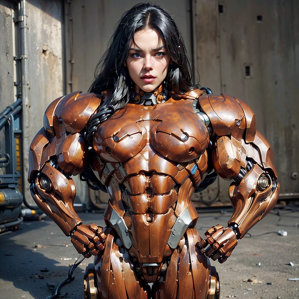 (beautiful female sex droid:1.5), (robotic mechanical physique:1.5), (1 super muscular cyborg demoness:1.5), (covered in cables and mechanical muscles:1.5), (android muscular anatomy:1.5), (perfect fingers:1.25),(8k, RAW photo, photorealistic:1.25), sci fi atmosphere, futuristic technopia, alien landscape,