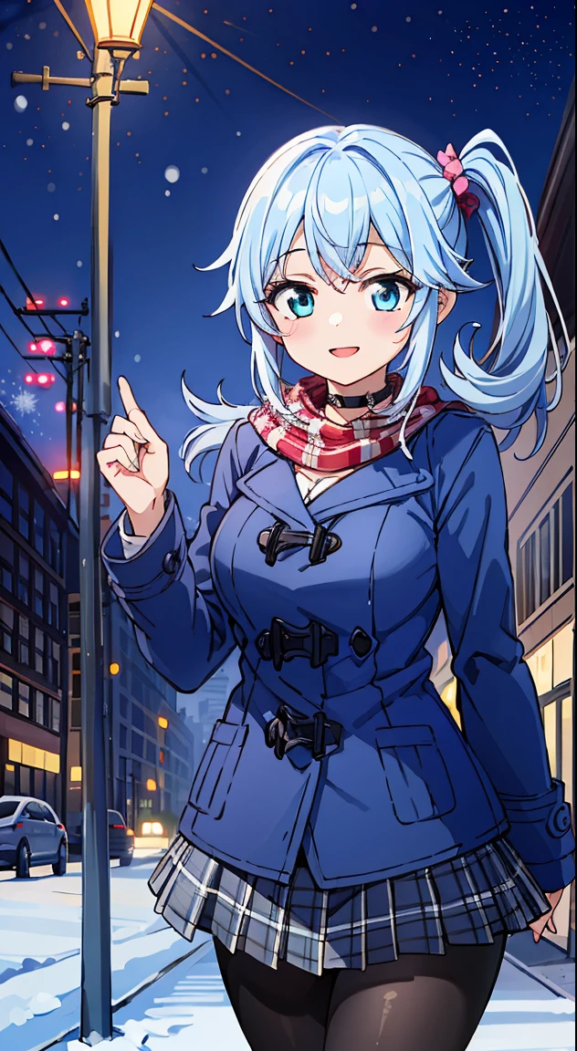masutepiece,Best Quality,(Absurd realistic structure details),(High resolution complex and detailed text quality),(High-resolution microstructure、High poly 3 boobs D rendering correction),Methods of geometry,Careful explanatory anatomy,
BREAK,
1 beautiful girl, 1 person,Solo,(Cute:1.5),(Chibi:0.6),(kawaii:1.5),(Lori:0.5),(17 years old girl),Very detailed,colourfull,highest details,Clear skin,Beautiful skin,Shy,Very detailed,colourfull,highest details,Clear skin,Beautiful skin,Shy skin,1 beautiful girl,{Heterochromia,blue eyess,verd s eyes:1.9},star eye silhouette, BREAK,(pale blue hair, Medium length:1.4),(Side Ponytail,A little curly hair,Single-sided twisted blade,Princess Cut:1.3),(cleavage of the breast,Large breasts,Beautiful , gleaming skin,Clear skin, Beautiful skin,(best quality face),(Top quality glowing eyes), (The best smile,Doya face:1.45), BREAK is BREAK (dark-navy theme:1.3), (Wear a dark-navy duffel coat over school uniform and exposed only skirt-hem:1.4), (black and white plaid-pattern pleated skirt:1.1), ((dark-brown pantyhose, loafers):1.2),
BREAK (pink theme:1.3), (plaid-pattern knitted pink scarf:1.4),
BREAK,(day), a closed mouth,(architecture, building, Choker, city, Cityscape, Outdoors, building, city,lamp post, Power lines, scarf, skyporn, Snow, Solo, utility pole, Winters:1.55), Waterfall,depth of fields,
BREAK,wakame,wakame,wakame,(Cowboy Shot:1.4),
BREAK,(Blurry background:1.3),(absurderes, hight resolution, Super Detail Art),cel shading,Clear Color, Lonely optical effect, Beautiful pictures, Bright glow, mystic atmosphere,(Close-up of girl:1.1), Mystical light particle effect,manga influence, clean line drawings,