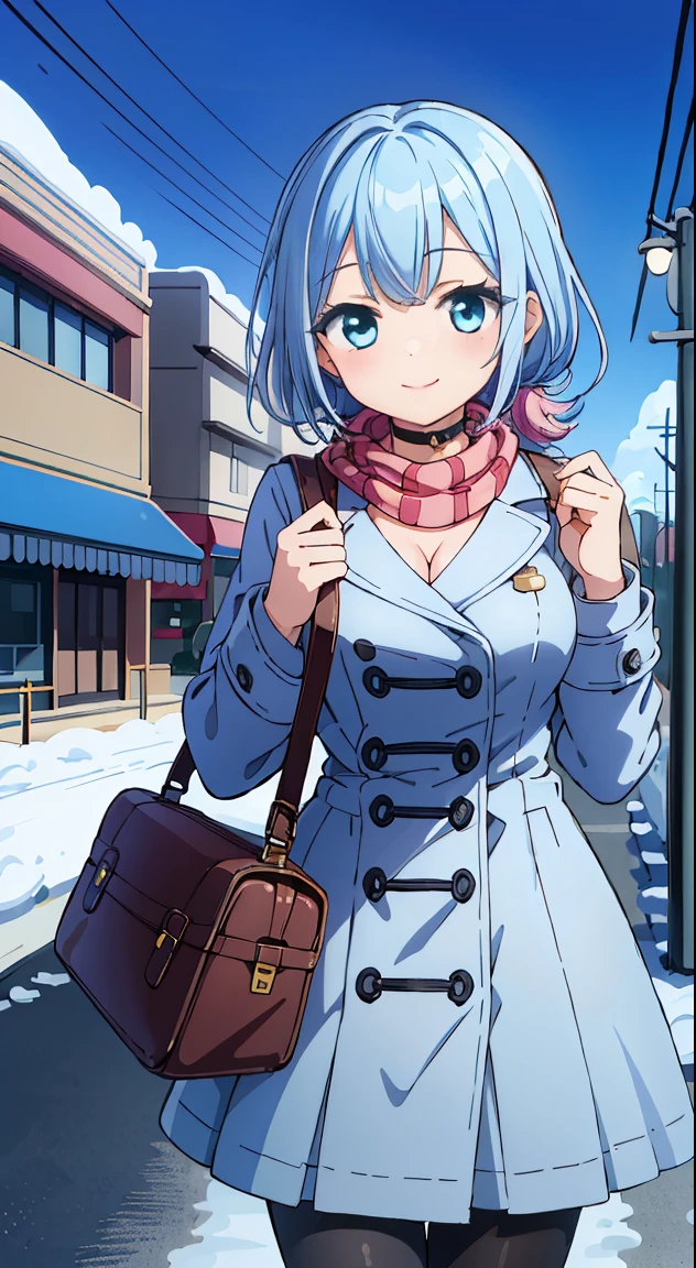 masutepiece,Best Quality,(Absurd realistic structure details),(High resolution complex and detailed text quality),(High-resolution microstructure、High poly 3 boobs D rendering correction),Methods of geometry,Careful explanatory anatomy,
BREAK,
1 beautiful girl, 1 person,Solo,(Cute:1.5),(Chibi:0.6),(kawaii:1.5),(Lori:0.5),( years old girl),Very detailed,colourfull,highest details,Clear skin,Beautiful skin,Shy,Very detailed,colourfull,highest details,Clear skin,Beautiful skin,Shy skin,1 beautiful girl,{Heterochromia,blue eyess,verd s eyes:1.9},star eye silhouette, BREAK,(pale blue hair, Medium length:1.4),(Side Ponytail,A little curly hair,Single-sided twisted blade,Princess Cut:1.3),(cleavage of the breast,Large breasts,Beautiful , gleaming skin,Clear skin, Beautiful skin,(best quality face),(Top quality glowing eyes), (The best smile,Doya face:1.45), BREAK is BREAK (dark-navy theme:1.3), (Wear a dark-navy duffel coat over school uniform and exposed only skirt-hem:1.4), (black and white plaid-pattern pleated skirt:1.1), ((dark-brown pantyhose, loafers):1.2),
BREAK (pink theme:1.3), (plaid-pattern knitted pink scarf:1.4),
BREAK,(day), a closed mouth,(architecture, building, Choker, city, Cityscape, Outdoors, building, city,lamp post, Power lines, scarf, skyporn, Snow, Solo, utility pole, Winters:1.55), Waterfall,depth of fields,
BREAK,wakame,wakame,wakame,(Cowboy Shot:1.4),
BREAK,(Blurry background:1.3),(absurderes, hight resolution, Super Detail Art),cel shading,Clear Color, Lonely optical effect, Beautiful pictures, Bright glow, mystic atmosphere,(Close-up of girl:1.1), Mystical light particle effect,manga influence, clean line drawings,