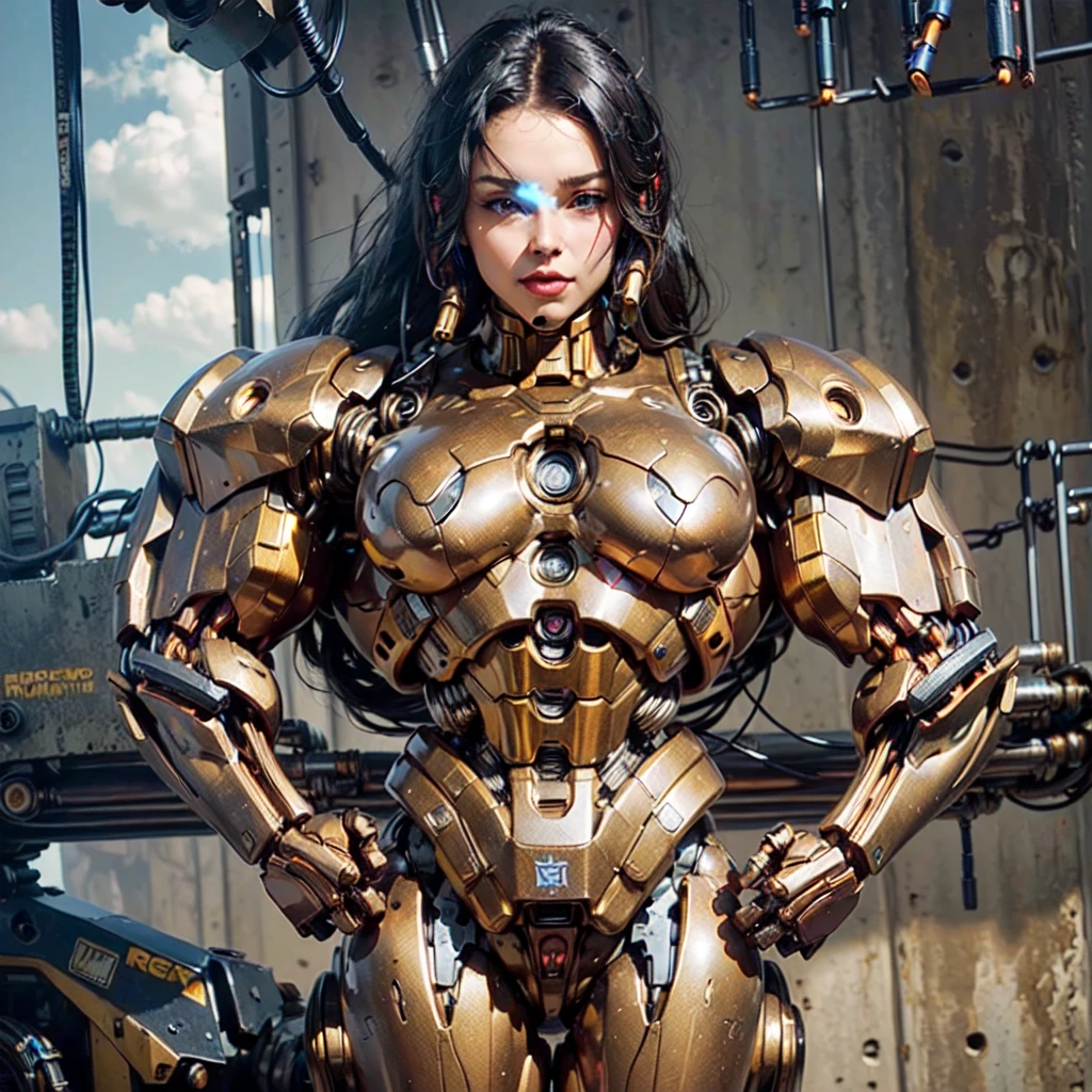 (beautiful female sex droid:1.5), (female mecha cyborg face:1.5), (covered in cables and mechanical muscles:1.5), (robotic mechanical physique:1.5), (1 super muscular cyborg demoness:1.5), (android muscular anatomy:1.5), (perfect fingers:1.25),(8k, RAW photo, photorealistic:1.25), sci fi atmosphere, futuristic technopia, alien landscape,