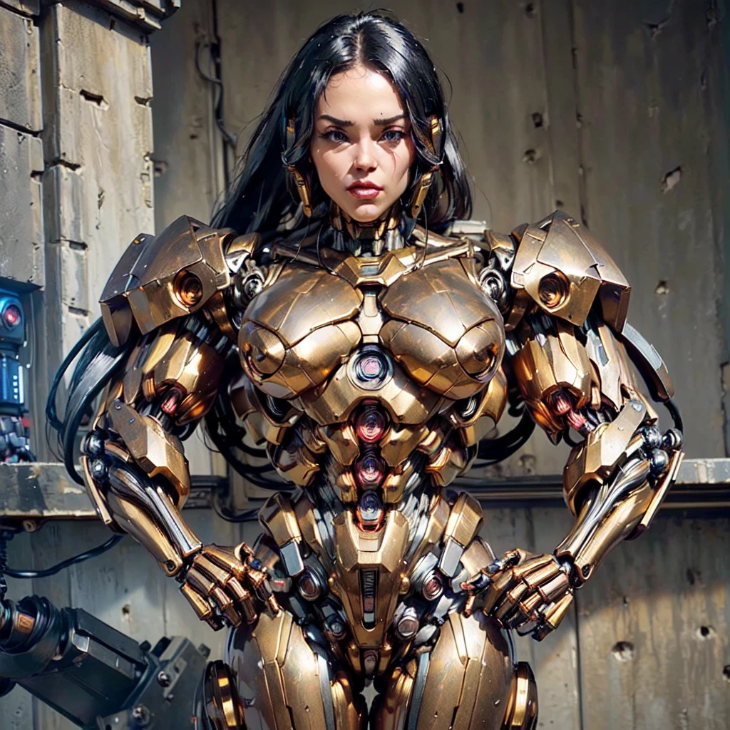 (beautiful female sex droid:1.5), (female mecha cyborg face:1.5), (covered in cables and mechanical muscles:1.5), (robotic mechanical physique:1.5), (1 super muscular cyborg demoness:1.5), (android muscular anatomy:1.5), (perfect fingers:1.25),(8k, RAW photo, photorealistic:1.25), sci fi atmosphere, futuristic technopia, alien landscape,