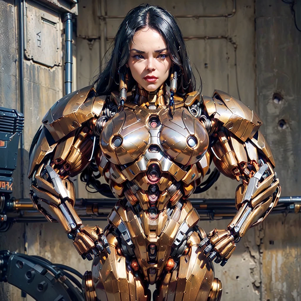 (beautiful female sex droid:1.5), (female mecha cyborg face:1.5), (covered in cables and mechanical muscles:1.5), (robotic mechanical physique:1.5), (1 super muscular cyborg demoness:1.5), (android muscular ???????:1.5), (perfect fingers:1.25),(8k, RAW photo, photorealistic:1.25), sci fi atmosphere, futuristic technopia, alien landscape,