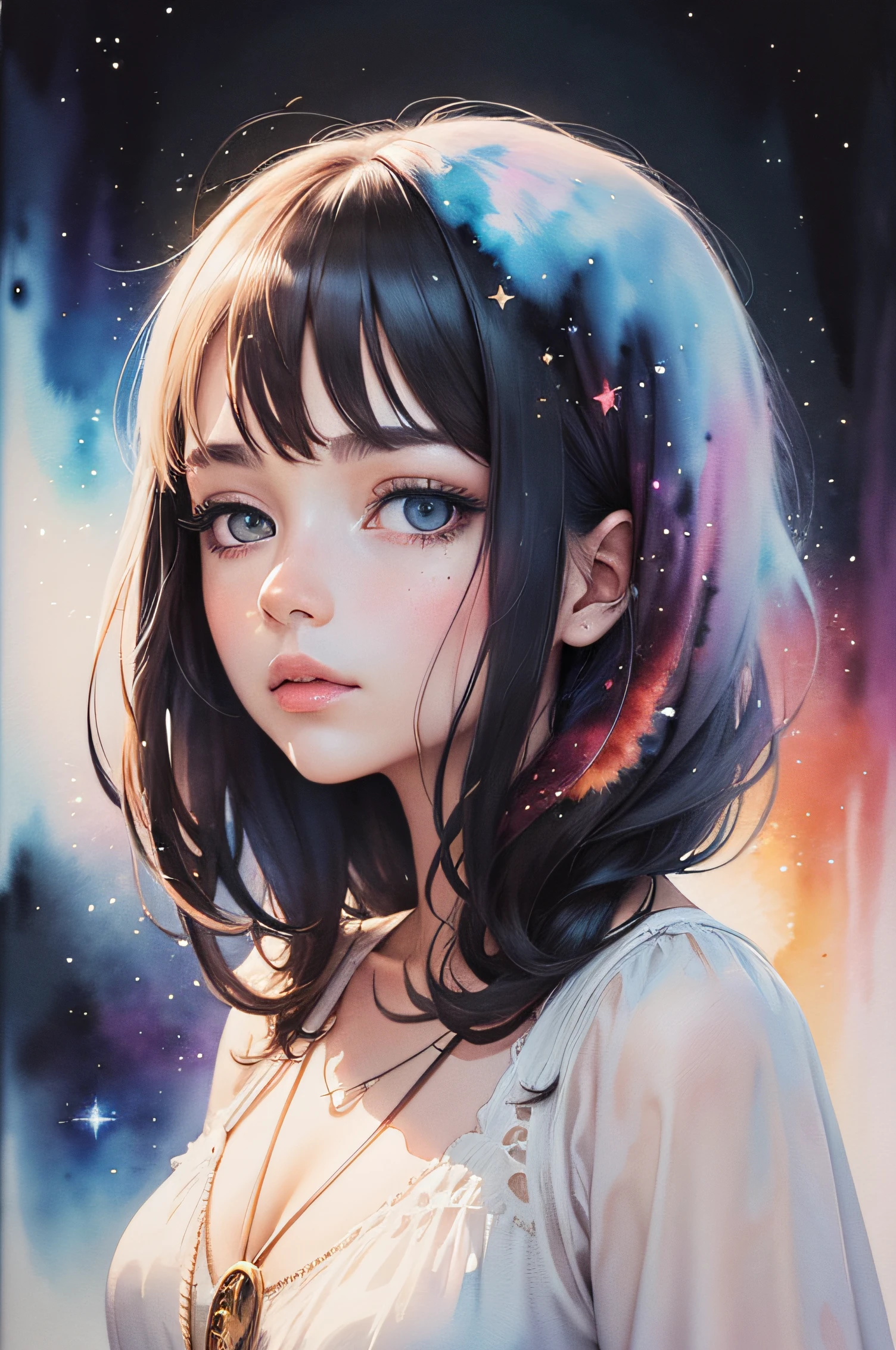 Best quality, masterpiece, ultra high res,( watercolor \(medium\), IrisCompiet:1.2), surrealism, dream-like,
Black Eye Galaxy, ((abstract art)),
