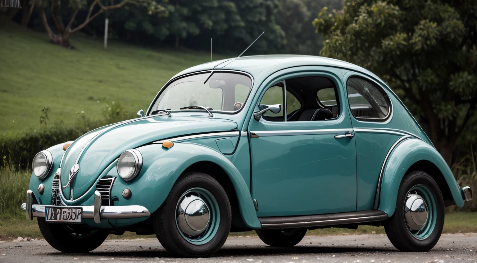 fotografia, fusca preto do hitler de lado, na cor preta, e no fundo Belim na Alemanha