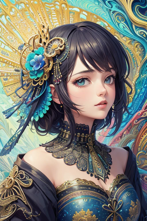 (masterpiece, top quality, best quality, official art, beautiful and aesthetic:1.2), (1girl:1.3), extreme detailed,(fractal art:1.3),colorful,highest detailed