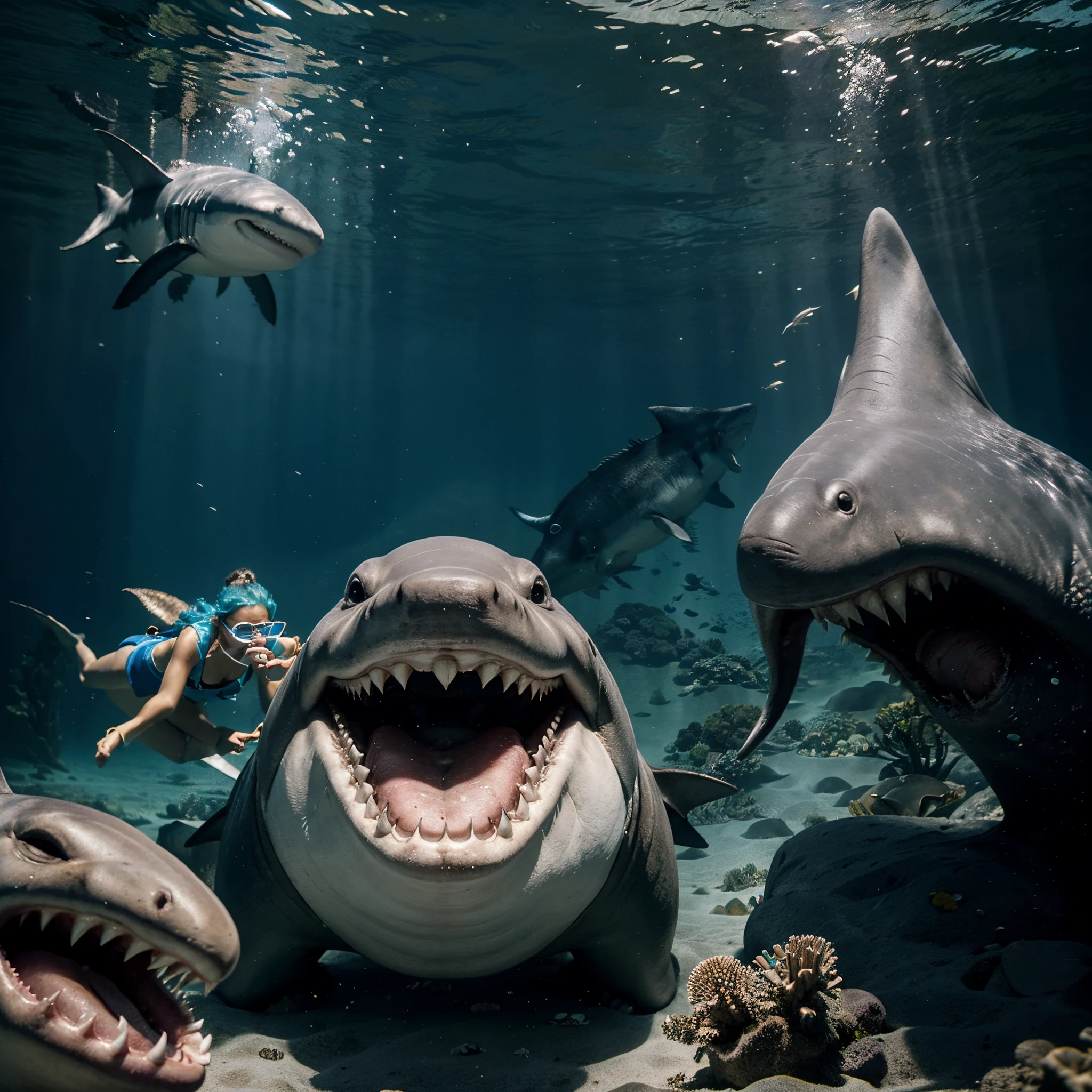 - In the depths of the ocean, Sharky, the tooth-brushing shark superhero, patrolled the seas to ensure dental hygiene for all marine creatures.
- Armed with a toothbrush and minty-fresh toothpaste, Sharky swam tirelessly to combat the plaque menace that threatened underwater smiles.
- His fin-credible speed allowed him to swiftly reach tooth-related emergencies, from lost floss to stranded sea urchins with dental dilemmas.
- The underwater community admired Sharky's dedication to promoting oral health, and schools of fish often gathered for his dental care demonstrations.
- With a dazzling smile and a clean set of teeth, Sharky proved that even the fiercest predators can be champions of dental well-being in the vast oceanic playground. create with a cinematic still moment's.