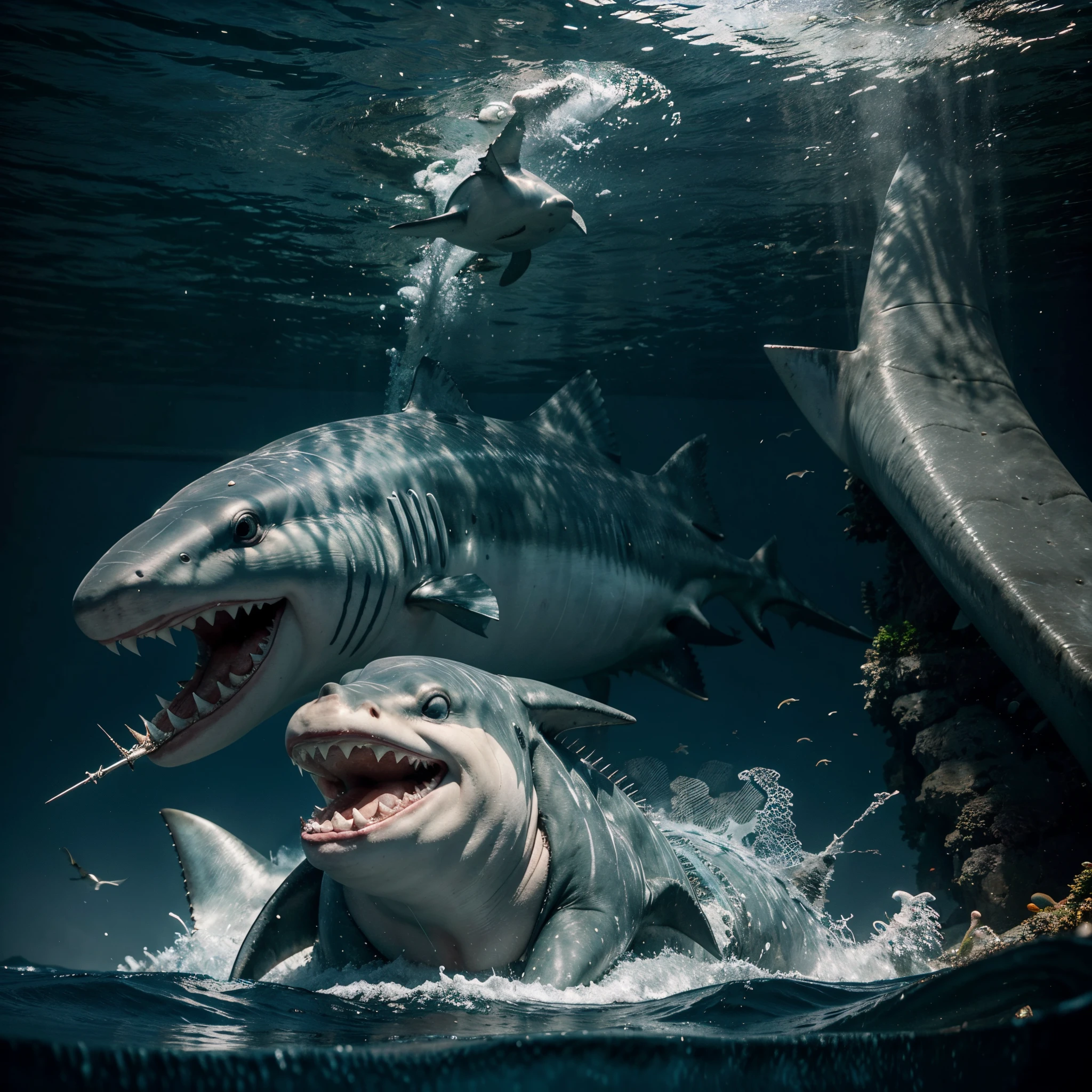 - In the depths of the ocean, Sharky, the tooth-brushing shark superhero, patrolled the seas to ensure dental hygiene for all marine creatures.
- Armed with a toothbrush and minty-fresh toothpaste, Sharky swam tirelessly to combat the plaque menace that threatened underwater smiles.
- His fin-credible speed allowed him to swiftly reach tooth-related emergencies, from lost floss to stranded sea urchins with dental dilemmas.
- The underwater community admired Sharky's dedication to promoting oral health, and schools of fish often gathered for his dental care demonstrations.
- With a dazzling smile and a clean set of teeth, Sharky proved that even the fiercest predators can be champions of dental well-being in the vast oceanic playground. Create with a cinematic still moments