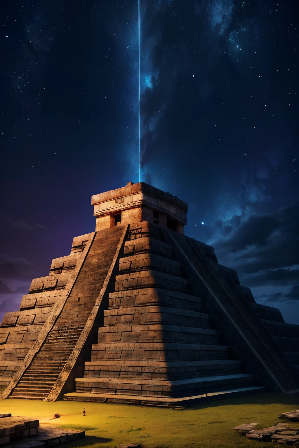 (a majestic Mayan temple),(fantasy),(8k),(best quality, ultra-detailed),(vivid colors),(mystical lighting)