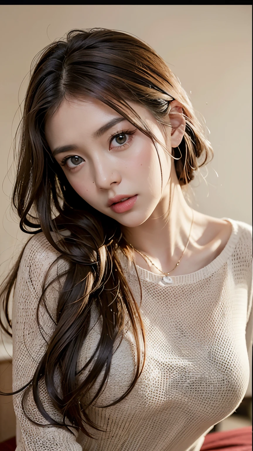 Best Quality、Raw photo、profetional lighting、Top image quality、masterpiece、Live-action depiction、The background is of the best quality、The background is professional lighting、Big eyes、There is a village frame pure、Skinny chest、The background is a fantasy bedroom、natta、real person reproduction、