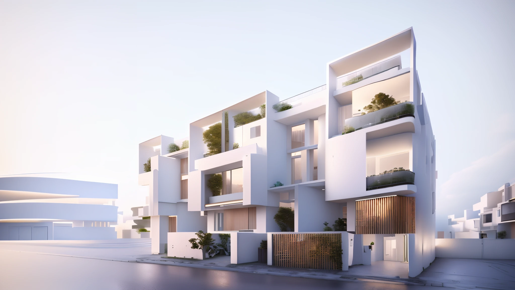 there is a 3d image of a building with a lot of windows, architecture render, detail render, all white render, white habitat 6 7, white wall complex, architectural render, architectural concept, detailed archviz render, complex 3 d render, complex 3d render, inspired by Ricardo Bofill, detailed render, open wall architecture, photographic render, physical based render