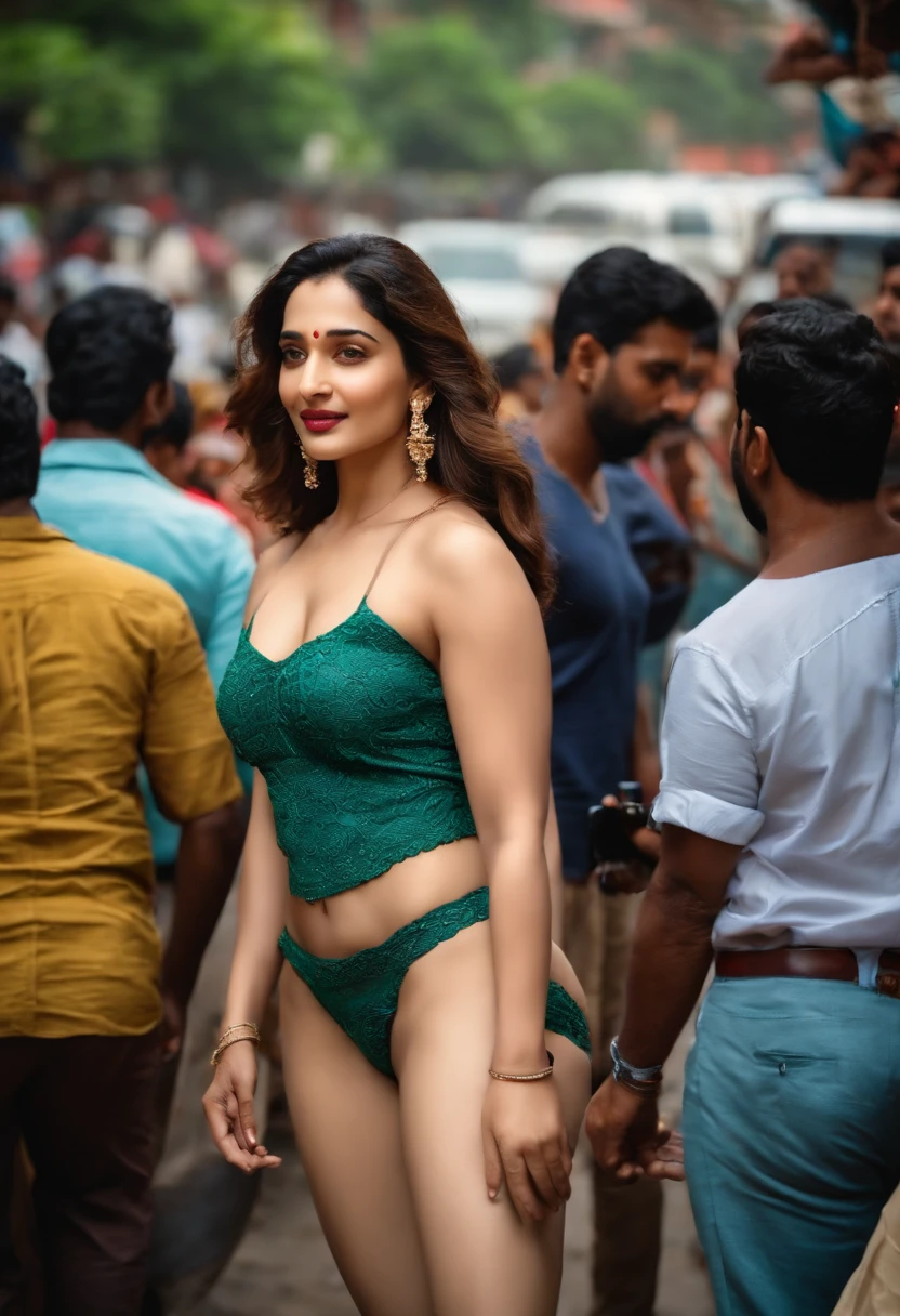 Naked girl looking exactly like Tamannah bhatia being groped in public by onlookers in the streets of India.