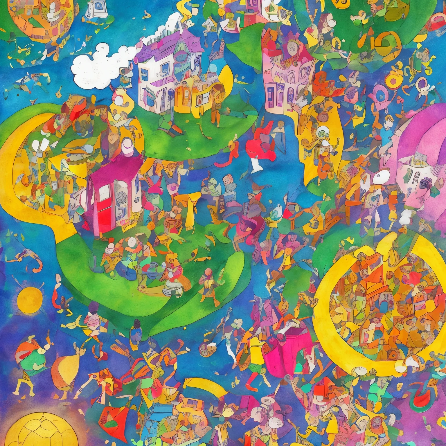 super high quality, everyone has the same face, the same clothes, the same rich and poor, a world without discrimination or jealousy, all the same size, all the same shape, all the same shaped houses, one fantastic world, a utopia