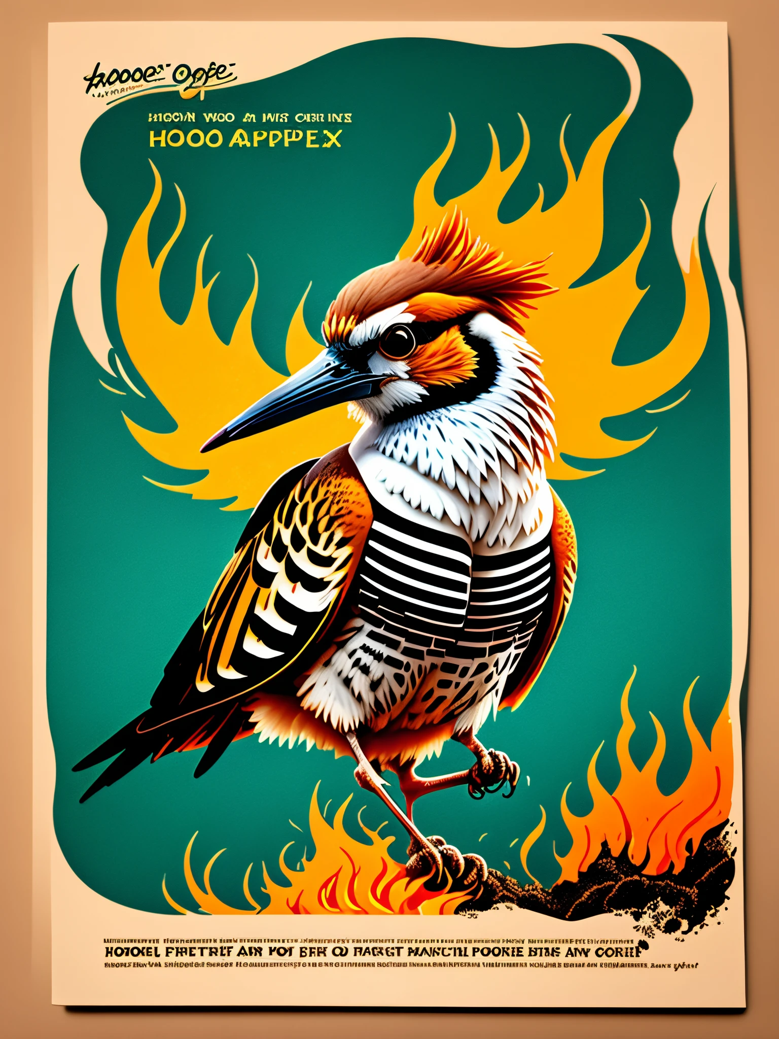 Hoopoe be came Phoenix
This is our marketing copy for advertising on investment card and I need a poster from that with hoopoe and phoenix flying
Showing bank card and phoenix and magic and fire and write the first sentence