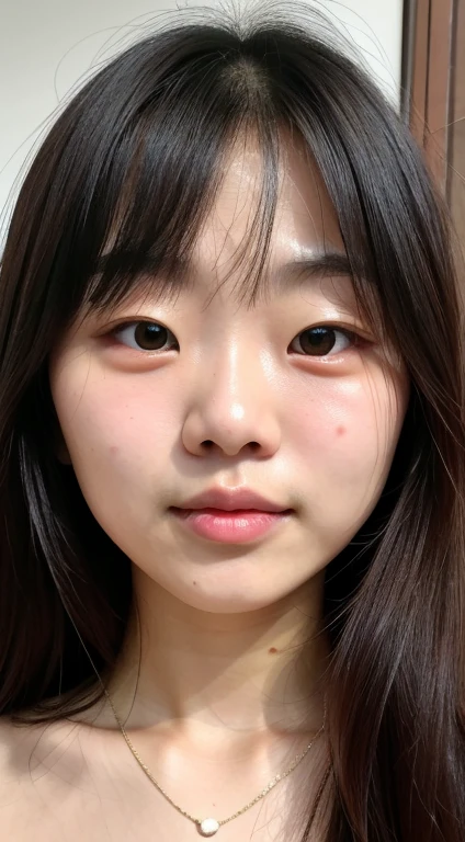 An ultra-high picture quality,ultra-quality,8K and ugly,,beautiful hair and square face,Asians,A hyper-realistic,Muchimuchi,Narrow-eyed,off shoulders,shortpants,lumpy face,detailed skin