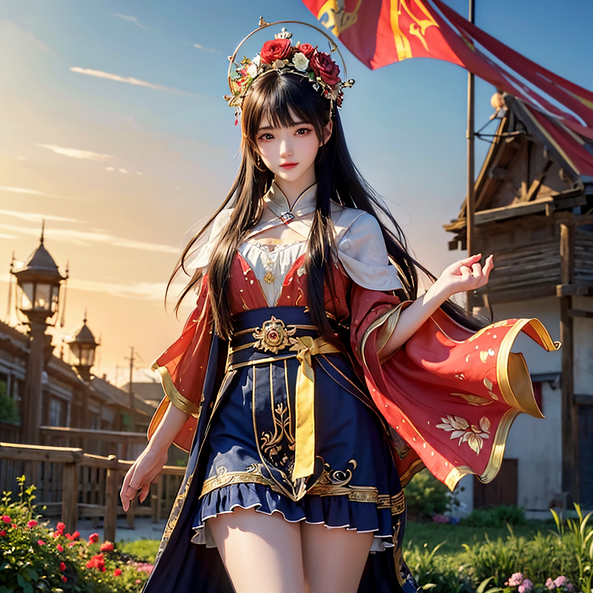 (splash of color),colorful splash,(((Colorful),(a sketch:0.8), tmasterpiece,Best quality, beautifully painted,The content is very detailed,(Denoising:0.6 ), (beautiful detailed sky),themoon,The content is very detailed, Best quality, Highly detailed CG Unity 8k wallpaper,tmasterpiece, Best quality, ultra - detailed, {fantastic media}, limited palette, one-girl, largeeyes,Beautiful clothes,perfect bodies, Flower background