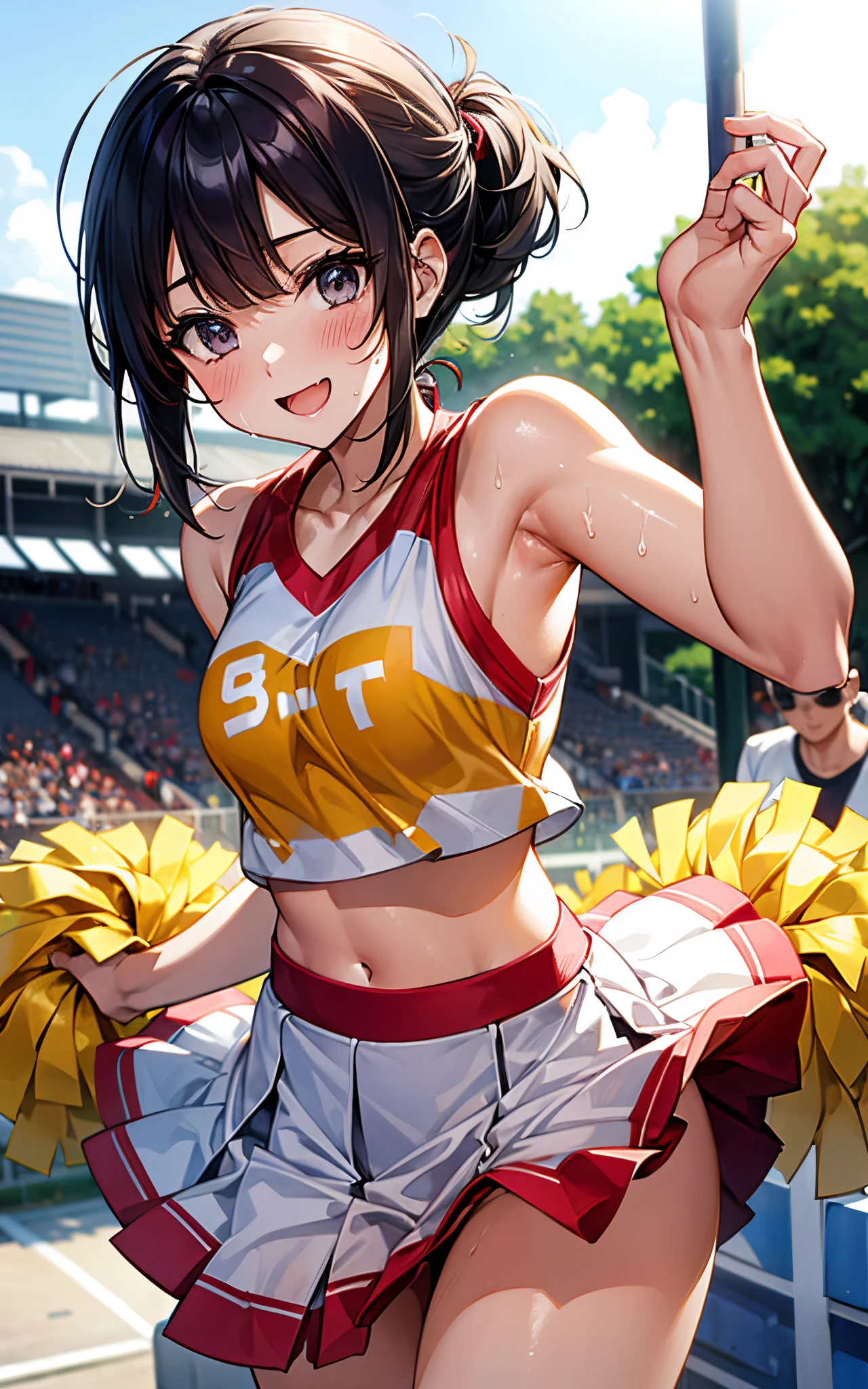 Hot summer、She was dressed as a high school cheerleader.、While scattering beads of sweat、I&#39;m doing my best to support you、I approached that smile