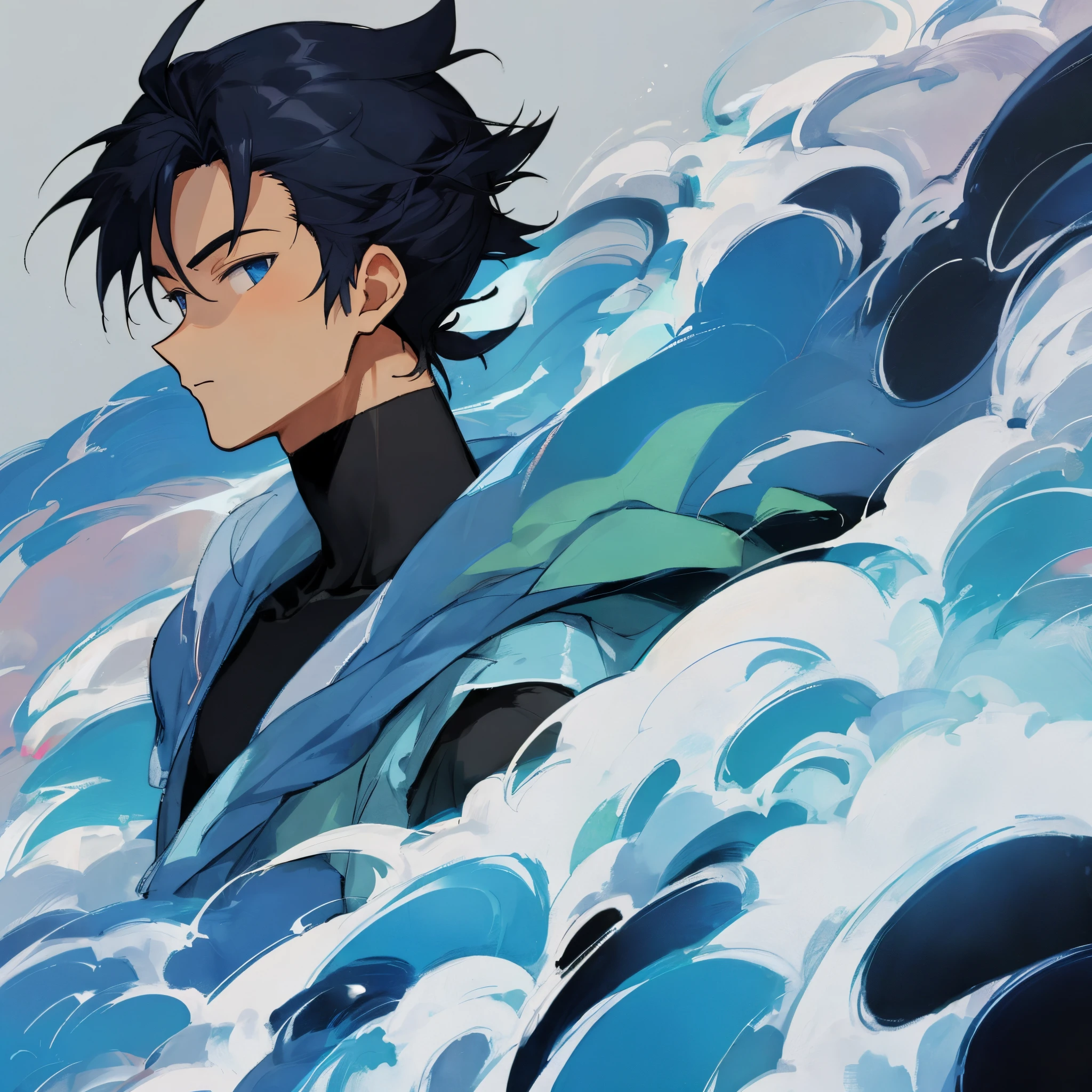 Side face male cool and confident anime
