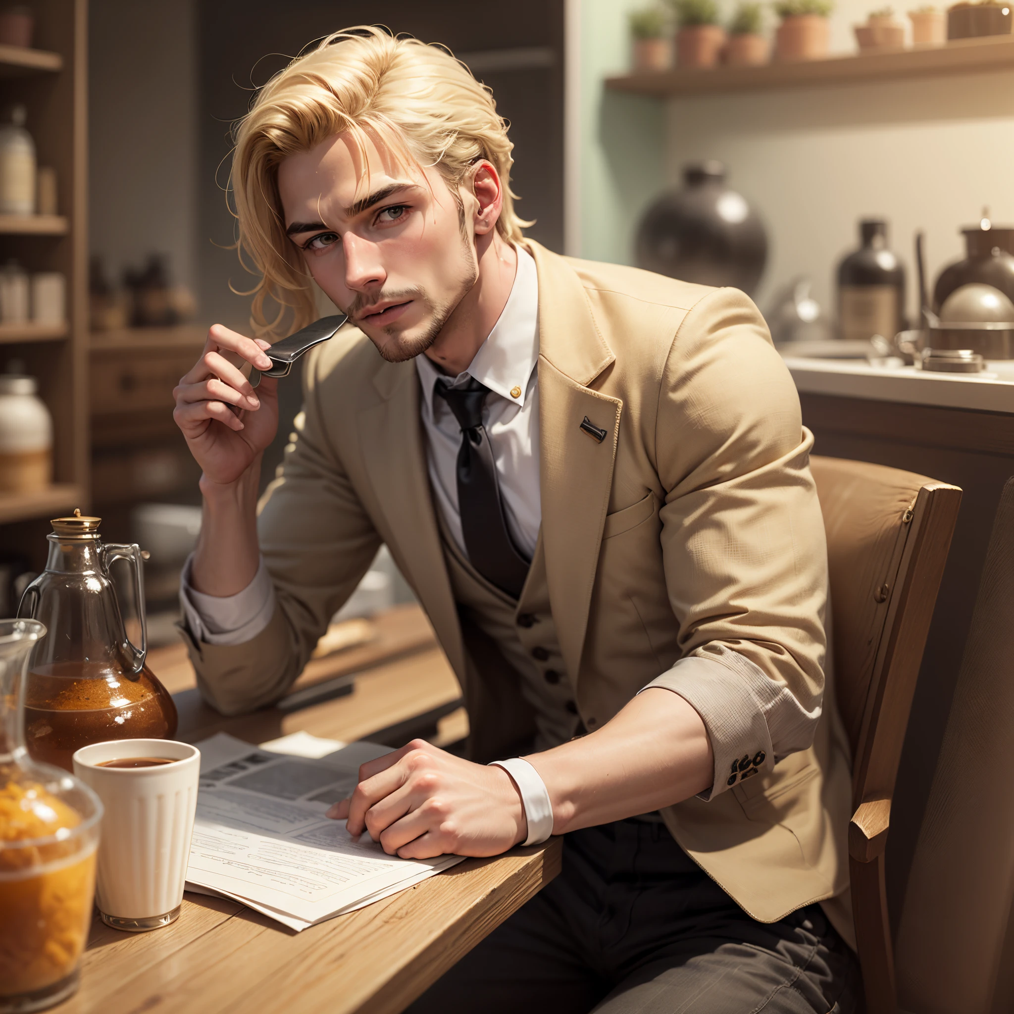 A classic man with blond hair and a brown chin --auto --s2