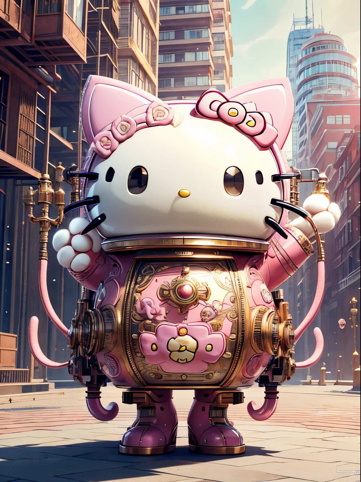 best quality, 4K wallpaper, masterpiece, extremely detailed CG unity 8k wallpaper, extremely detailed eyes, ultra-detailed, intricate details, 
1 cat, scifi, (h1c4tt3ch, hello kitty, adorable, cute, dynamic pose