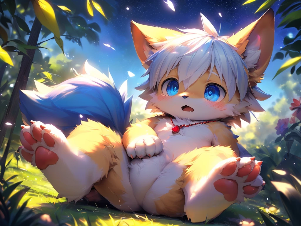Alone,(bellway:0.8),(shota,Gamine,cub,young，catss，Yellow fur，adorable expression，toddlers，Blue pupil，A yellow-haired one，A lock of white hair，A boy with）correct hand，Correct foot shape，Lie on the grass and open your legs，Put one paw between your legs，raised his hand，nakeness，cropped legs，Round Chin，small ruby necklace，There are patterns on the body
(电影灯光), ((detailedbackground)), ((looking to the front)), (((three fourths view))), (((Flustered))),(Heavy breathing)，（happy mouth），(lust),(Half shadow),Pink paw pads,paws with claws,(flabbiness:0.5),(unretracted_wrap:0.5),(Small animals_:0.5),(_clew:0.5)
Super detailed breakdown,(NSFW:1.2),Colored digital line art,realistically,(flatcolors:1.2),thick outline,(limited palette:1.1),GameCG,(3D:1.2),(realistically:1.2),(tmasterpiece,Best quality,Great,Highly detailed CG Unity 8k wallpaper,Super beautiful illustrations:1.2),The content is very detailed,Volumetriclighting,The best shadow,(depth of fields,Light particles,电影灯光:1.1),Wind lift,speed-line,offcial art.
intermittently
(by lindong:1.25),(Through the point:1.25),(by Mamado:1.1),(author：Xia Dongni:1.1),(by Telson:1.1),(tarantino violinist:1.1),(by kilfer:1),(by oxfort2199:1),(by syuro:1.2),(by s1m:1.2).
Break with vibrant colors,countershading,hight contrast,photography \(a work of art\),(actual:1.2),(empty,Ridiculous resources:1.2),Detailed pubic hair,Detailed pubic hair face,詳細な目,(Realistic fur,Delicate fur:1.25),detailedbackground,amazing background.
