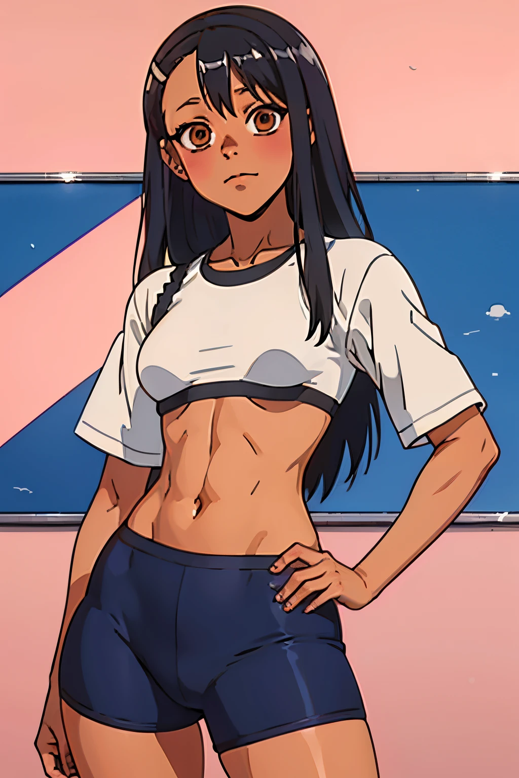 {{Adolescente do sexo feminino, caucasiana}}, Olhando para o Viewer, hazelnut eyes, extremamente detalhado, brown hair, roupas cor-de-rosa, intimidar, Malvada, menina Estudante, bruises, Cicatrizes, Feliz, best quality, alta qualidade, screencap de anime extremamente detalhado, corpo inteiro