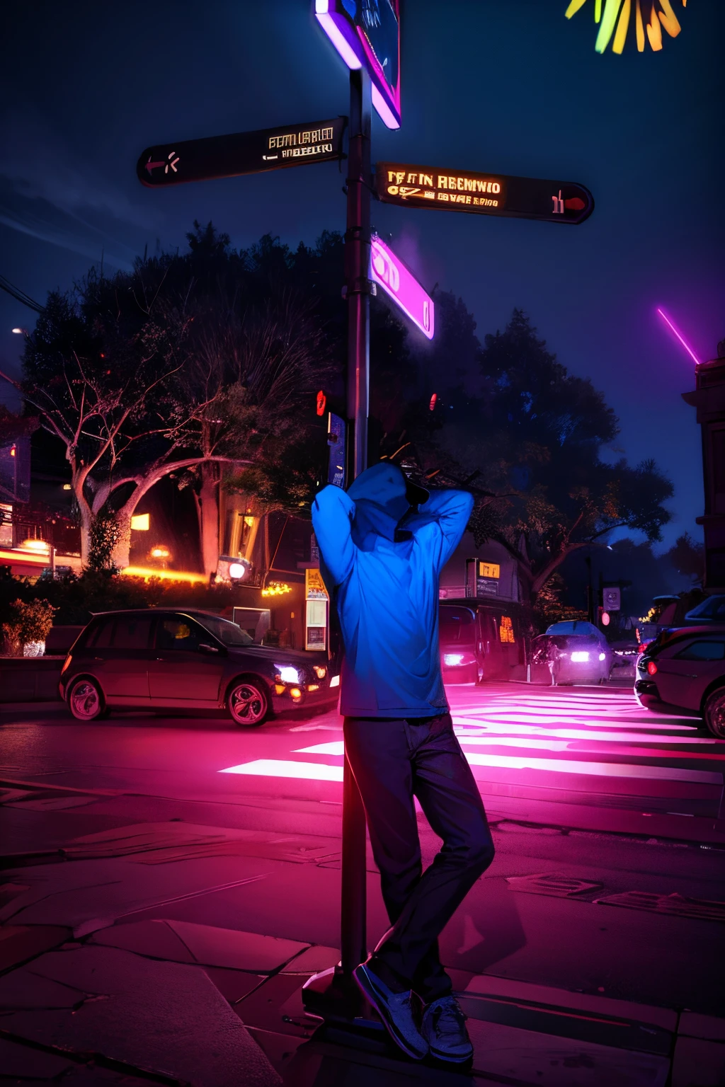 blacklight, 1man, outside, night, city lights,