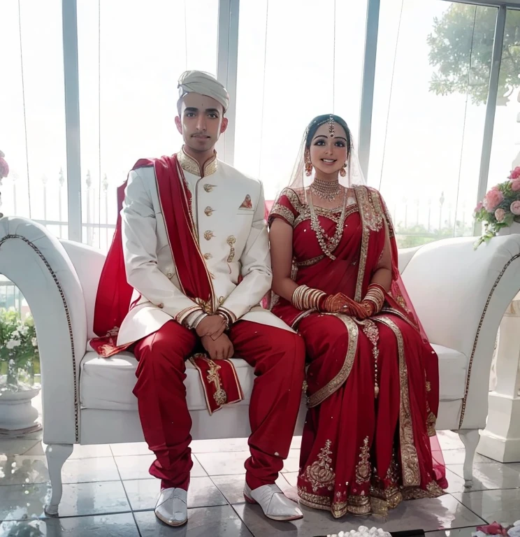 Beautiful couple indian wedding. White groom and indian bride