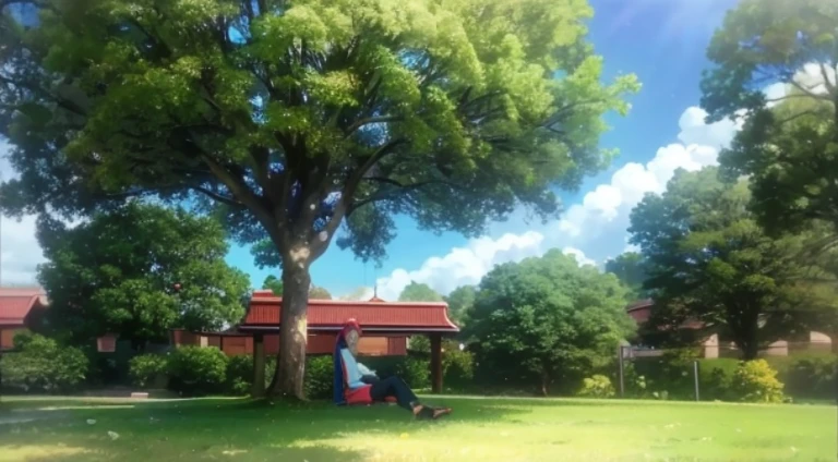 Anime scene of a woman sitting under a tree in the park, anime scene, beautiful anime scenes, Today’s recommended anime is still, Anime beautiful peaceful scene, Anime screenshots, boromir in an anime world, Anime countryside landscape, anime movie screenshot, animation still frame, daytime ethereal anime, anime still images, on the garden, beautiful anime scenery