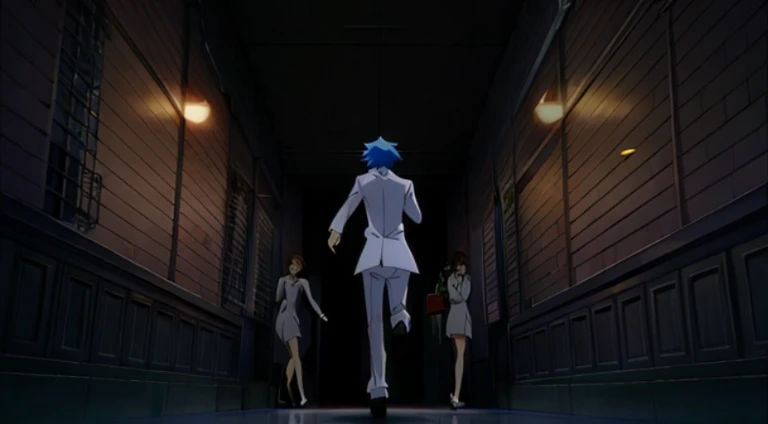 Anime character in white suit walking through dark corridor, the anime girl is running, Screenshots from the 2012 animation, Screenshot of the animated movie, in the anime film, Kuro anime screenshots, Today’s recommended anime is still, Still from anime, Still from TV animation, Madhouse Studio anime style, style of madhouse anime