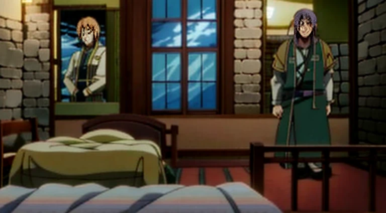 a bed、Anime scene with a green blanket and a table, Today’s recommended anime is still, Madhouse Studio anime style, anime scene, Still from TV animation, boromir in an anime world, Popular isekai anime, 2 0 1 9 animation screenshots, Boromir in 80\'s anime world, Still from anime, Studio Ghibli's bedroom
