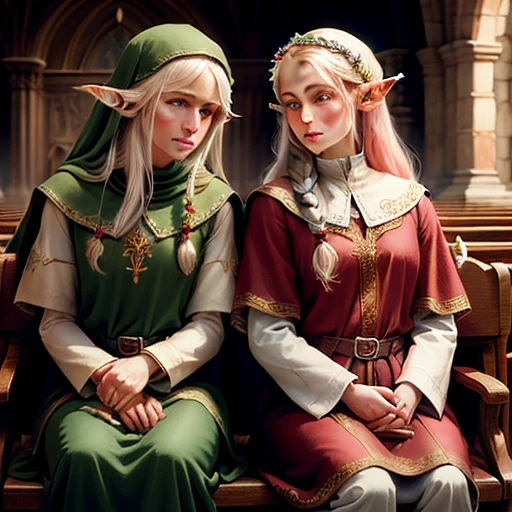 a close up of three people with long hair and headdress, cinematic color grading, dark elf princess, yulia nevskaya, rammstein, avatar with a blond hair, aztec empress, nephilim, asterix, rack focus, ukrainian girl, ancient --auto --s2
