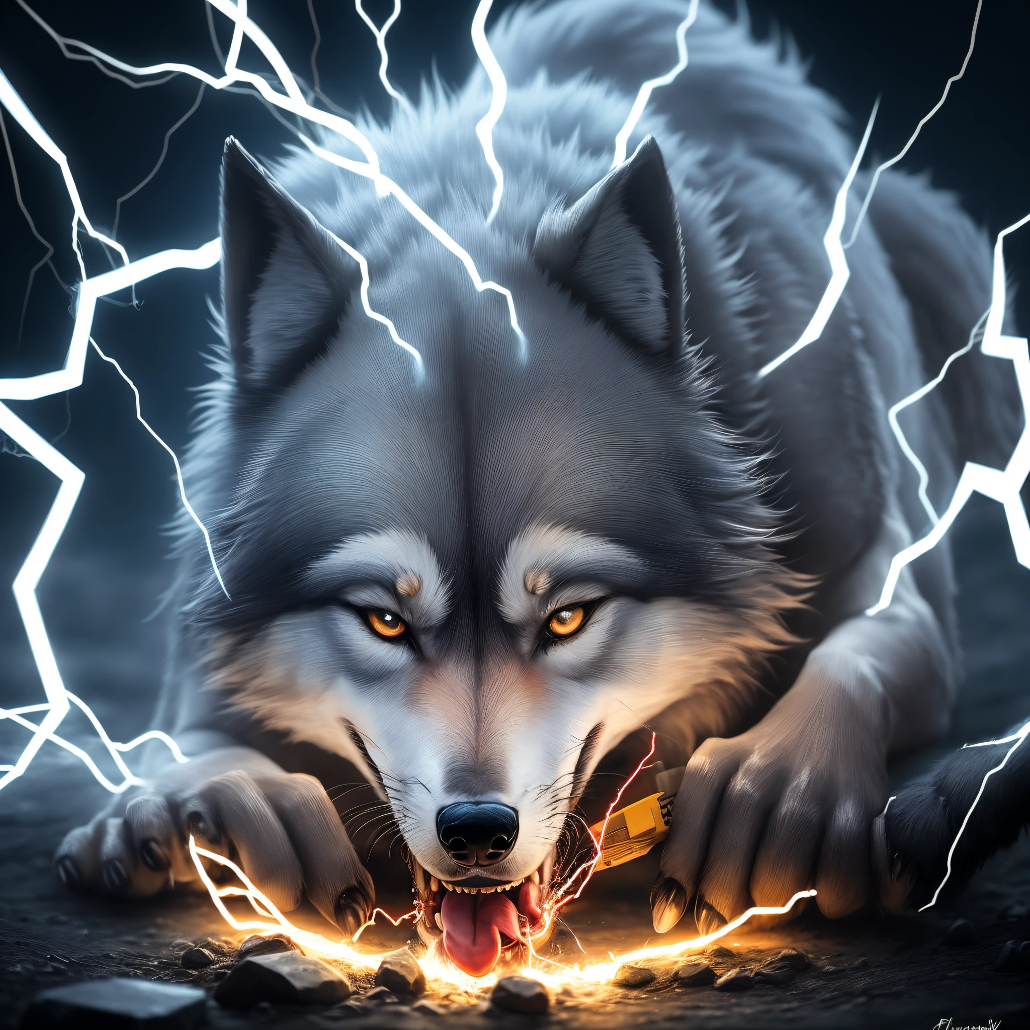 Wolf logo eating electricity