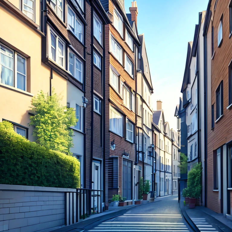 Entrada de um apartamento chique em Londres, fachada de um apartamento, exterior de um apartamento em Londres , scenecy, anime scenery, Setting for anime