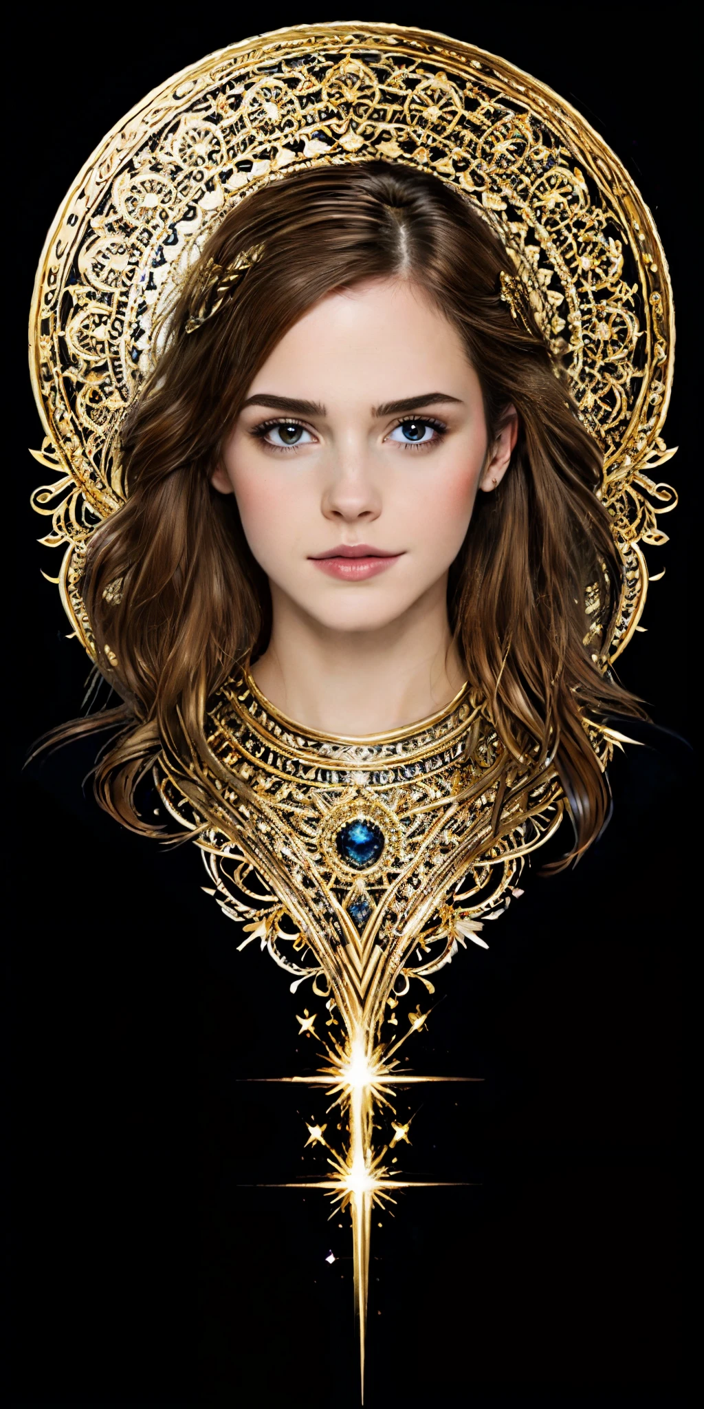 (masterpiece, top quality, best quality, official art, beautiful and aesthetic:1.2), (1girl), extreme detailed,colorful,highest detailed, official art, unity 8k wallpaper, ultra detailed, beautiful and aesthetic, beautiful, masterpiece, best quality, (zentangle, mandala, tangle, entangle) ,holy light,gold foil,gold leaf art,glitter drawing, PerfectNwsjMajic