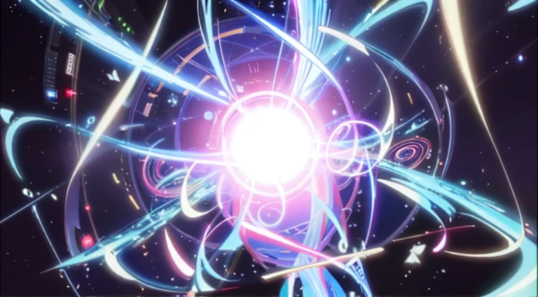 Araf image of a plane passing through circular lights, Epic animation of Energy Man, Screenshots from the 2012 animation, 2 0 1 9 animation screenshots, anime movie screenshot, The Thirteenth Doctor Reborn, time vortex in the background, Enter the quantum wormhole, Screenshot of the animated movie, Evil warps energy, Anime screenshots