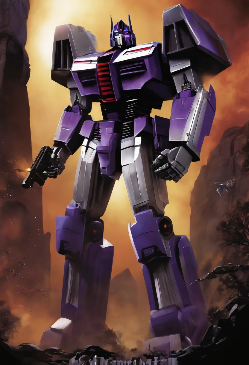 The image is of Megatron overseeing the training of new recruits, teaching them the art of combat and deception.,Transformers: Generation 1,megatron, male