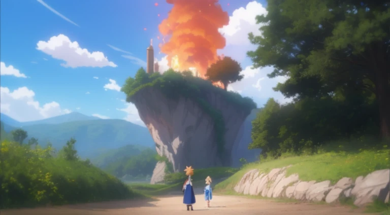 Anime scene of a man and a woman walking on a dirt road, Screenshot of the animated movie, konosuba, konosuba anime style, Screenshots from the 2012 animation, Popular isekai anime, Still from TV animation, Today’s recommended anime is still, anime movie screenshot, Still from anime, Kuro anime screenshots, beautiful anime scenes