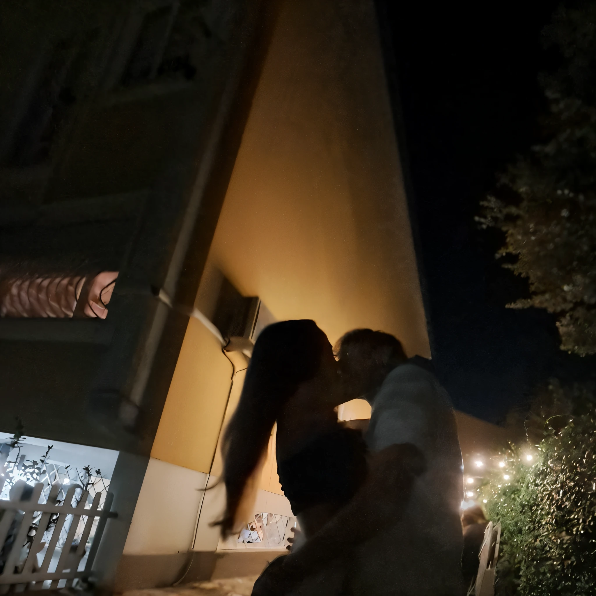 there is a man and woman kissing in front of a house, couple kissing, kissing together cutely, by Alexis Grimou, night photo, night!, photo taken at night, kissing, kissing together, making out, outdoors at night, at nighttime, profile image, they are in love, night time footage, taken in the night, nigth, at night time