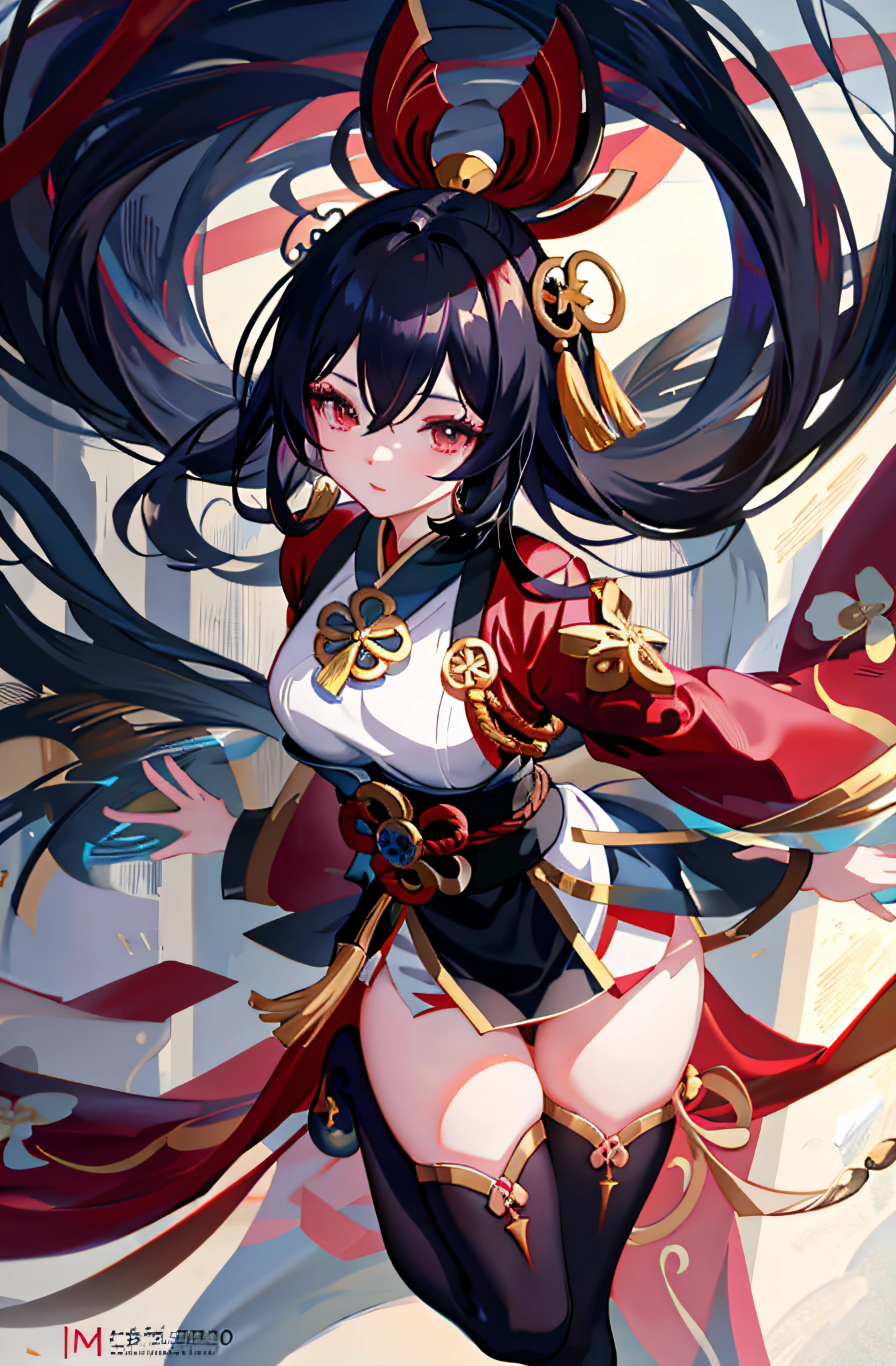 Anime manga girl，cabelos preto e longos，Wear a red coat，Wearing a gold ring, Anime style 4k, onmyoji portrait, Anime art wallpaper 8 K, onmyoji detailed art, Anime cute art style, Anime art wallpaper 4k, Anime art wallpaper 4k, 4k manga wallpapers, 宮 ， A girl in Hanfu, Zero art, onmyoji