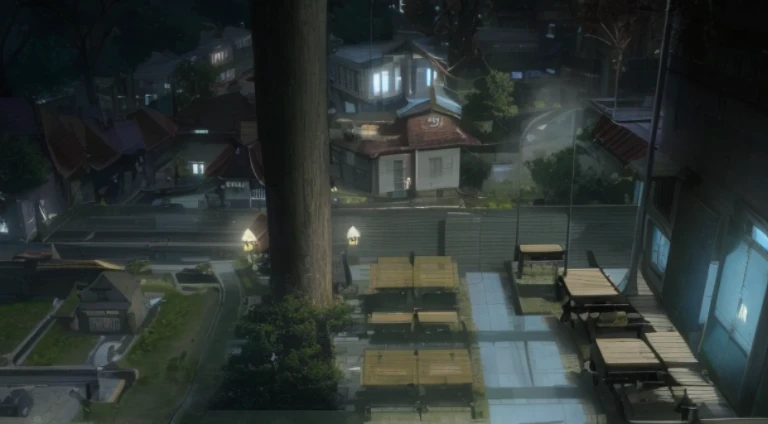 There were a lot of tables and benches in the room,There is a clock, RPG scenario, Anime landscape concept art, boromir in an anime world, forest city streets behind her, Greengar, anime scene, beautiful anime scenes, immensely detailed scene, cutscene clips, cinematics, Epic spacious courtyard, 2. 5d CGI anime fantasy artwork