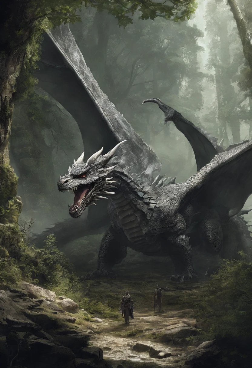 (tmasterpiece,high qulity,high detal,hyper HD:1.5),There was a dragon sitting on a rock in the woods, concept art by Arthur Pan, cgsociety contest winner, Fantasyart, Detailed digital 2D fantasy art, tyler edlin fantasy art, Highly detailed fantasy art, dungeons and dragons fantasy art, epic fantasy card game art, Epic Fantasy Artwork, epic fantasy card game art, epic fantasy game art