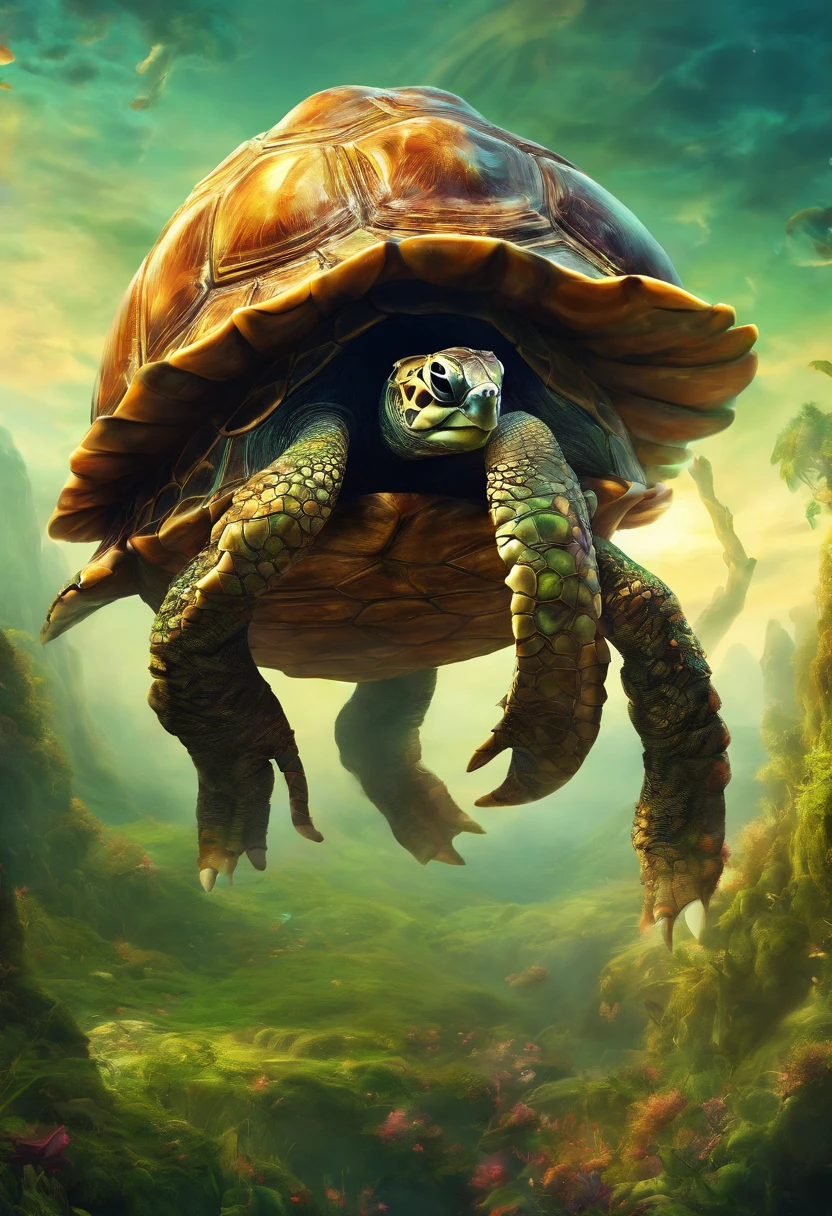 (tmasterpiece,high qulity,high detal,hyper HD:1.5),The shell of a turtle,faucet,Creature composed of dragon and turtle