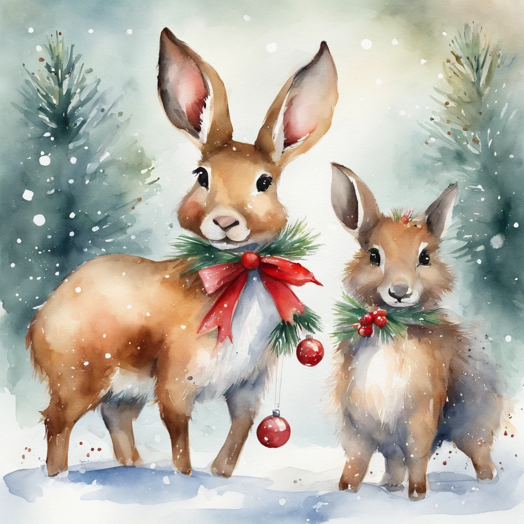 christmas cute animals christmas illustration