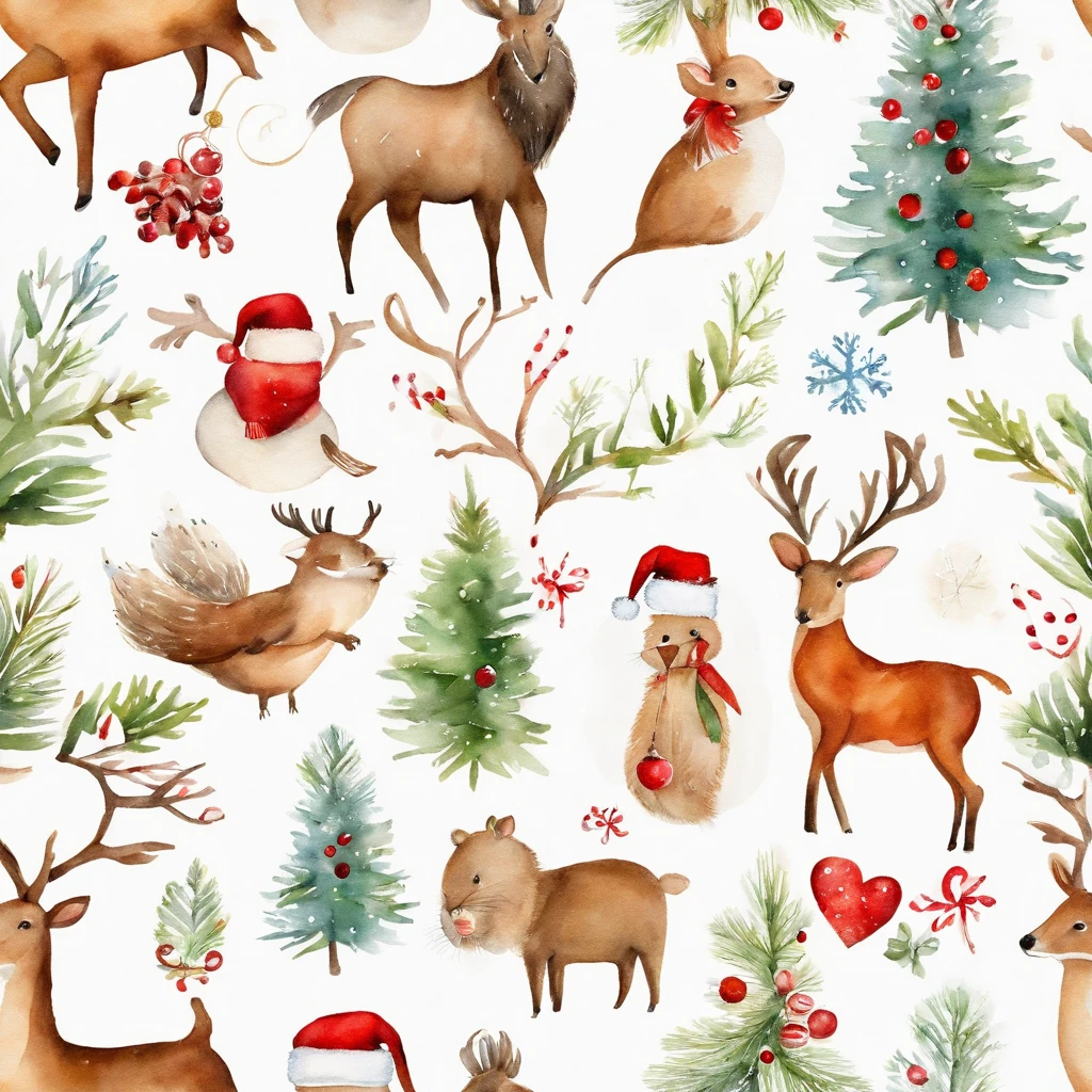christmas cute animals christmas illustration