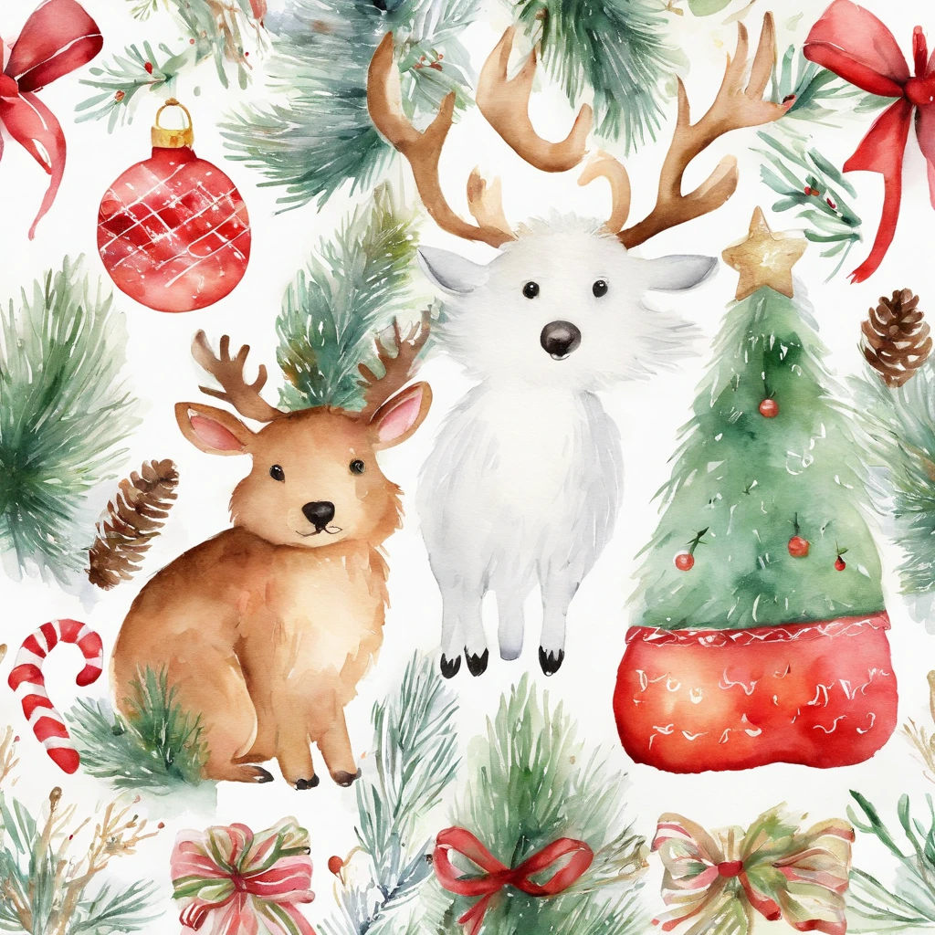 christmas cute animal christmas illustration postcard